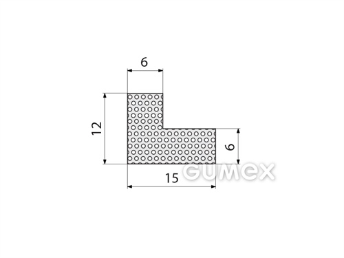 Silikónový mikroprofil tvaru "L", 12x15mm, hustota 400kg/m3, -60°C/+200°C, biely